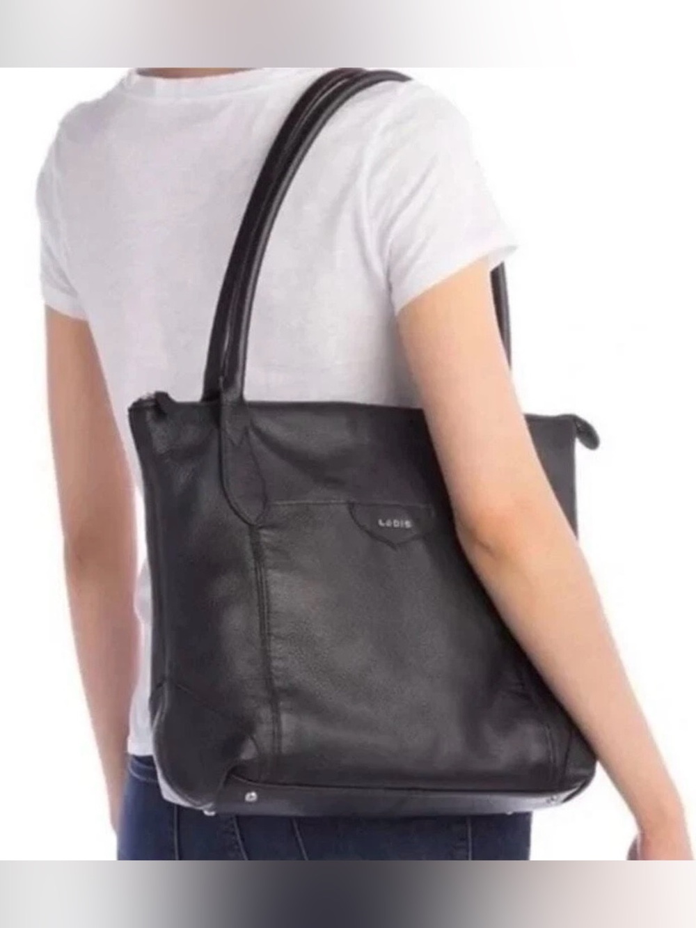 LODIS Sierra Pebbled Leather Travel Tote with Luggage Sleeve
